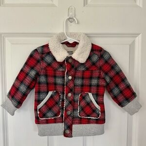 OshKosh B'gosh Boys Sherpa Corduroy Plaid Jacket Baby - Size 12months